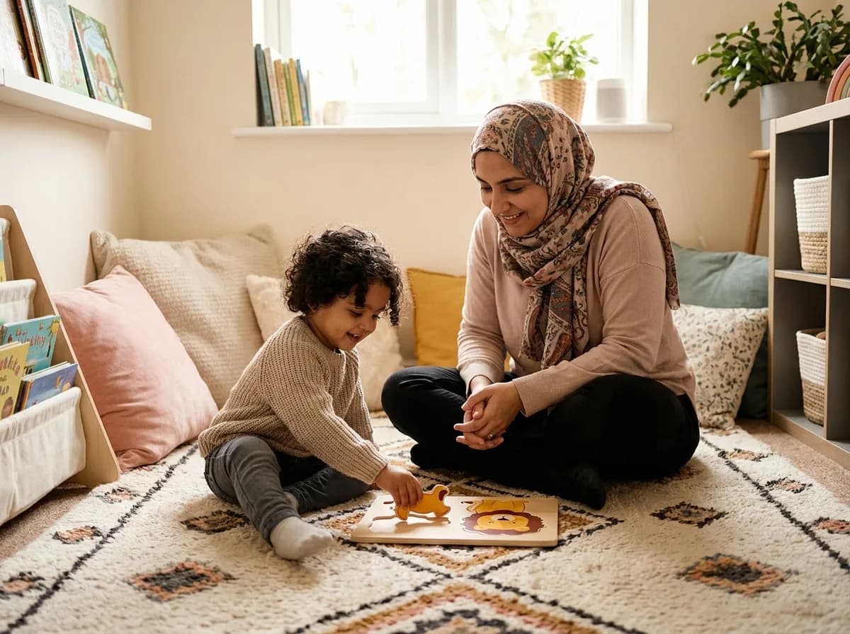 A therapist working one-on-one with a child